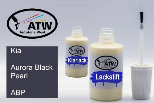 Kia, Aurora Black Pearl, ABP: 20ml Lackstift + 20ml Klarlack - Set, von ATW Autoteile West.